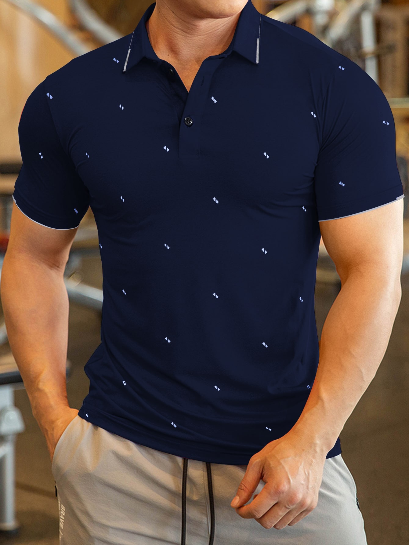 Men Geo Print Polo Shirt