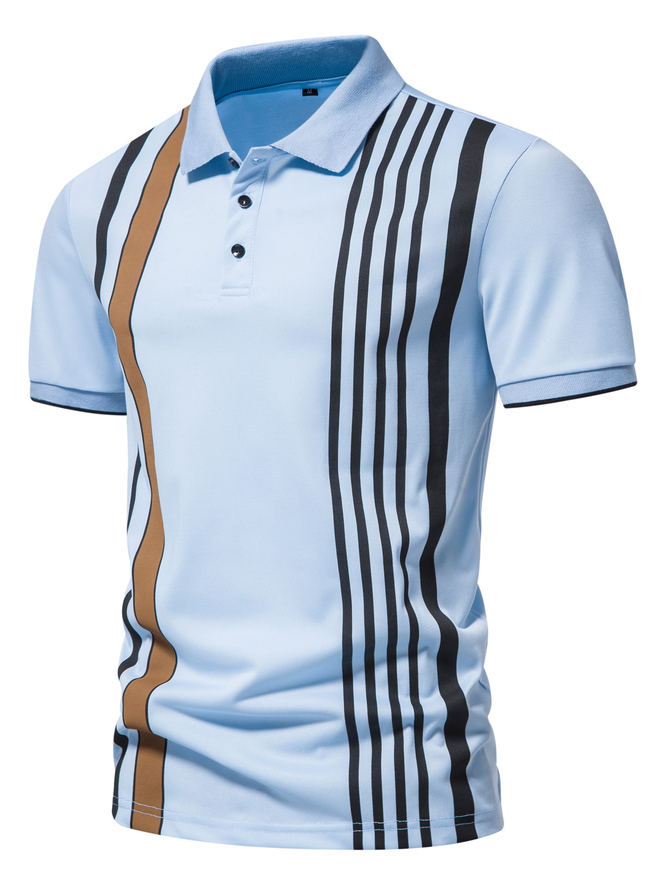 Men Striped Print Polo Shirt