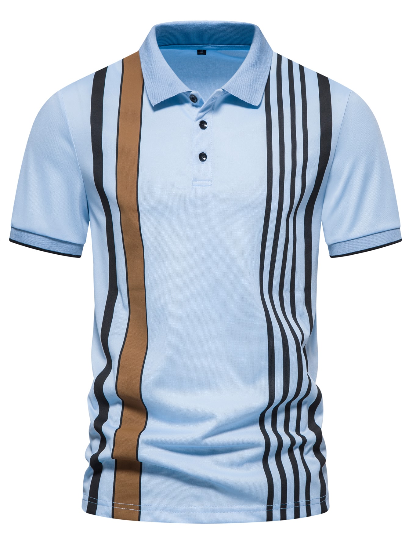 Men Striped Print Polo Shirt