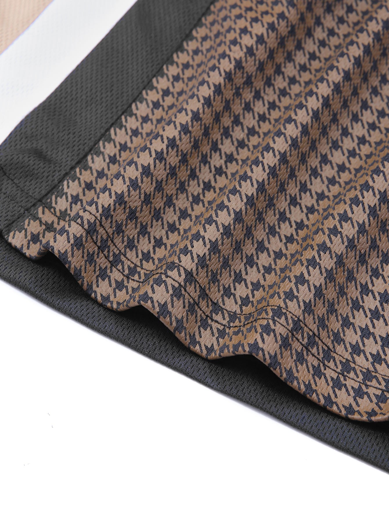 Men Color Block Houndstooth Print Polo Shirt