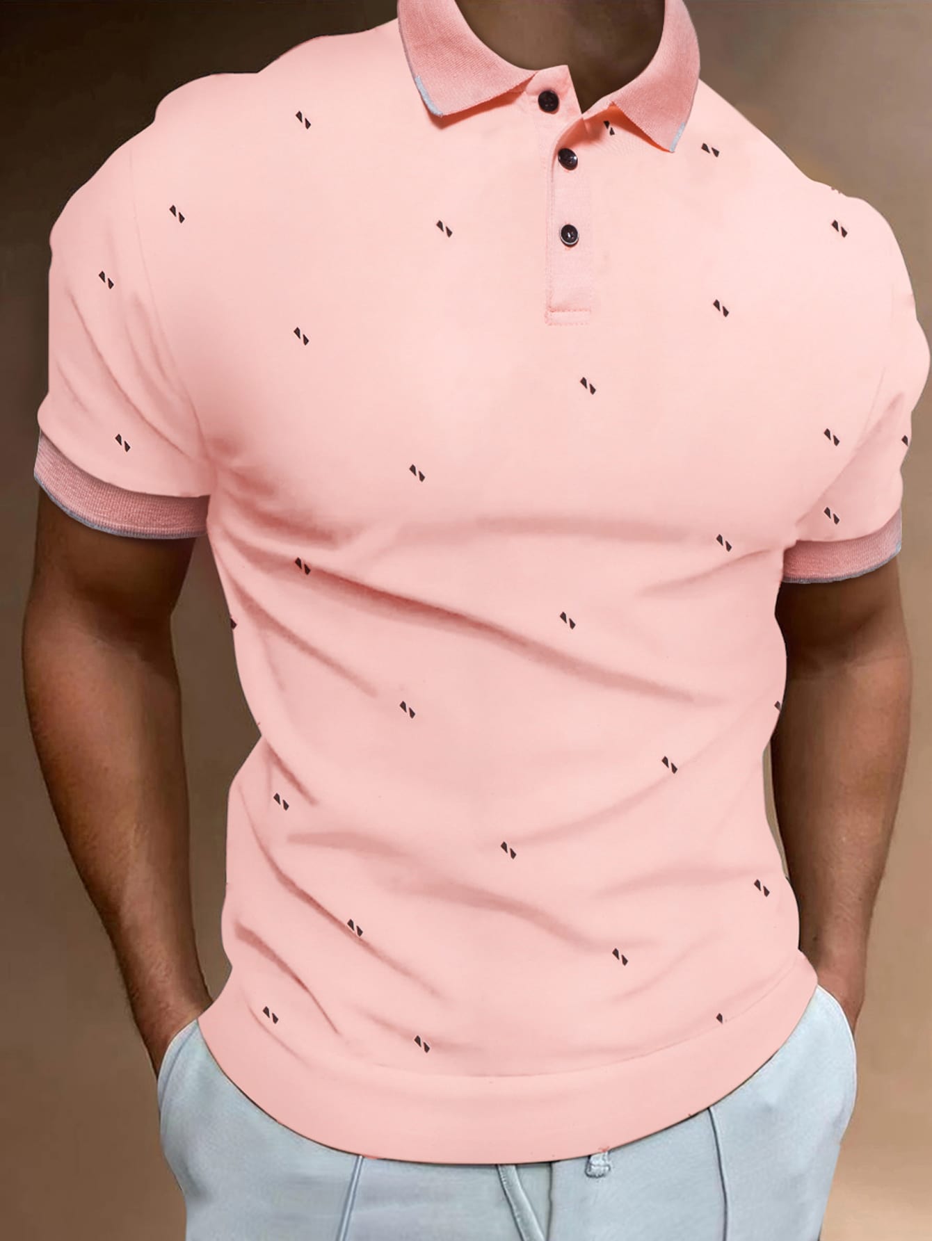 Men Geo Print Polo Shirt