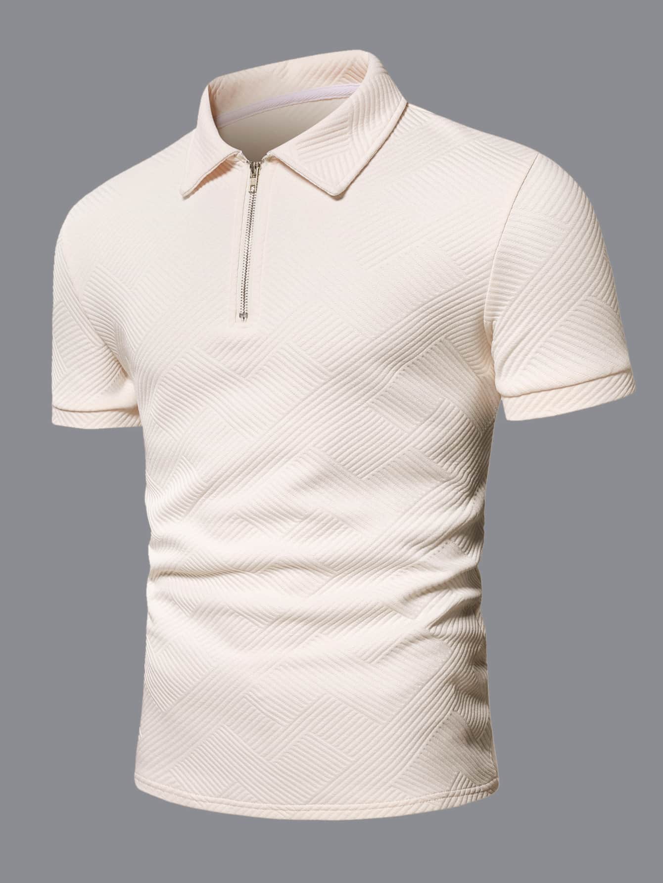 Men Quarter Zipper Polo Shirt