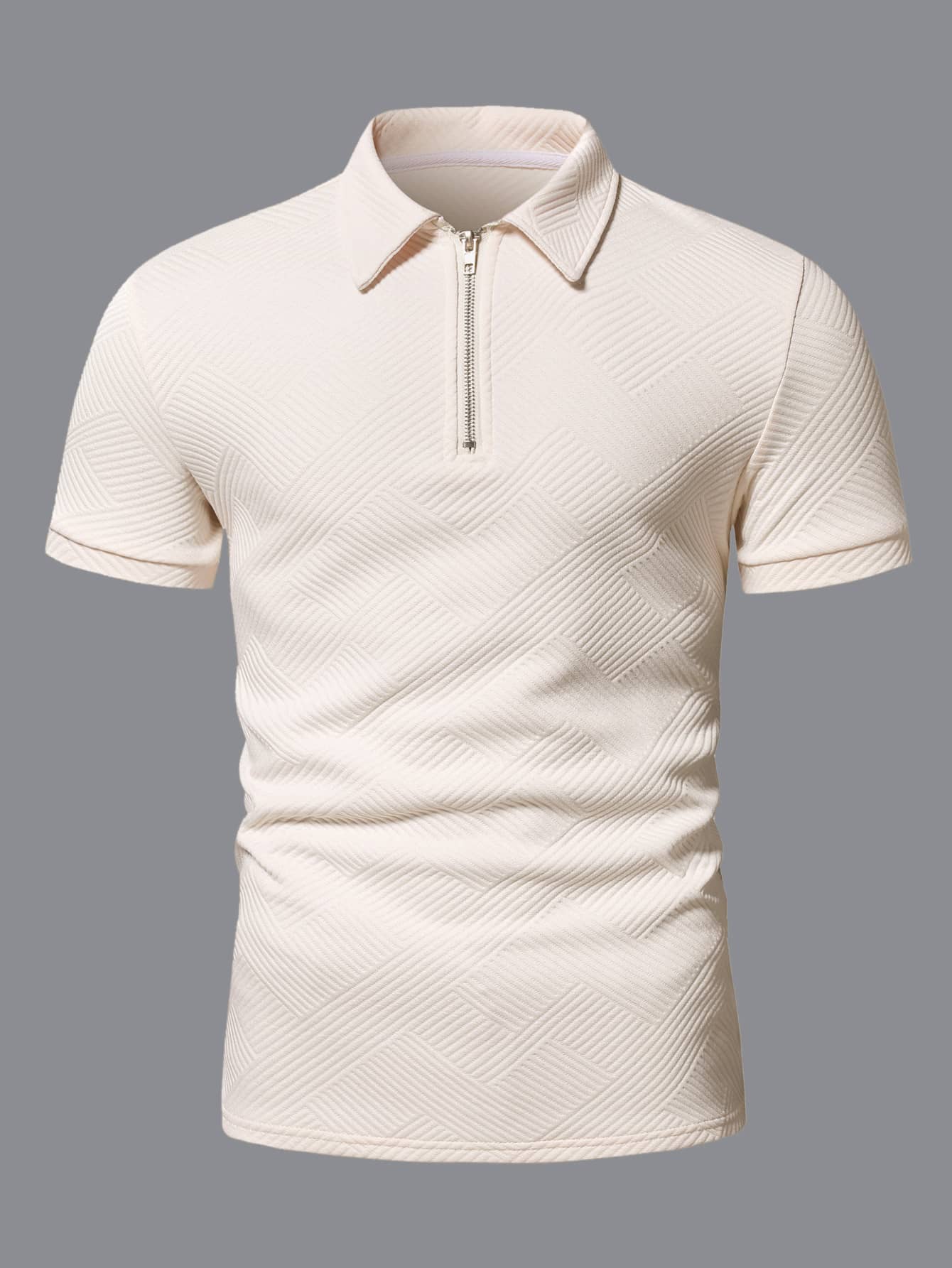 Men Quarter Zipper Polo Shirt
