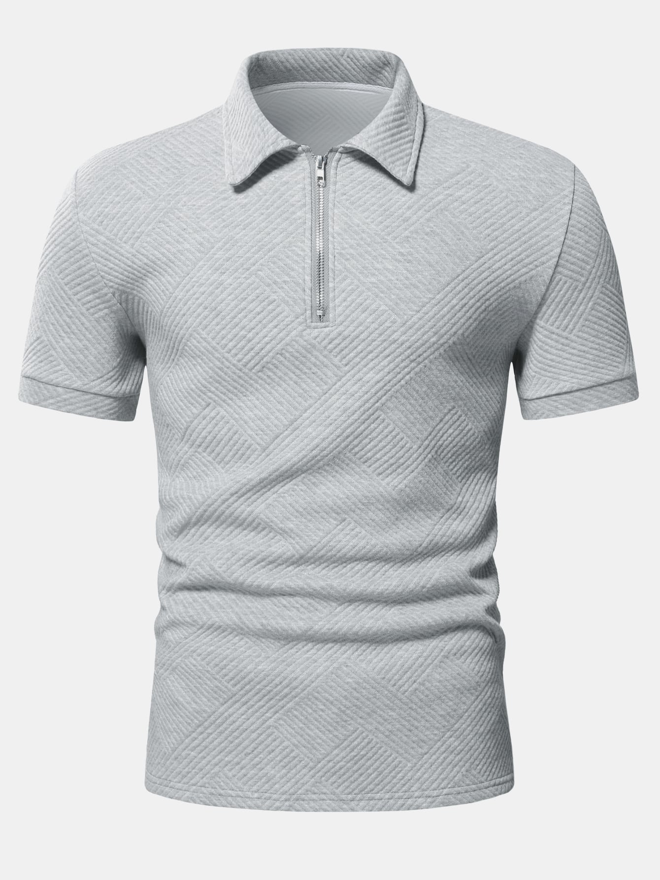 Men Quarter Zipper Polo Shirt