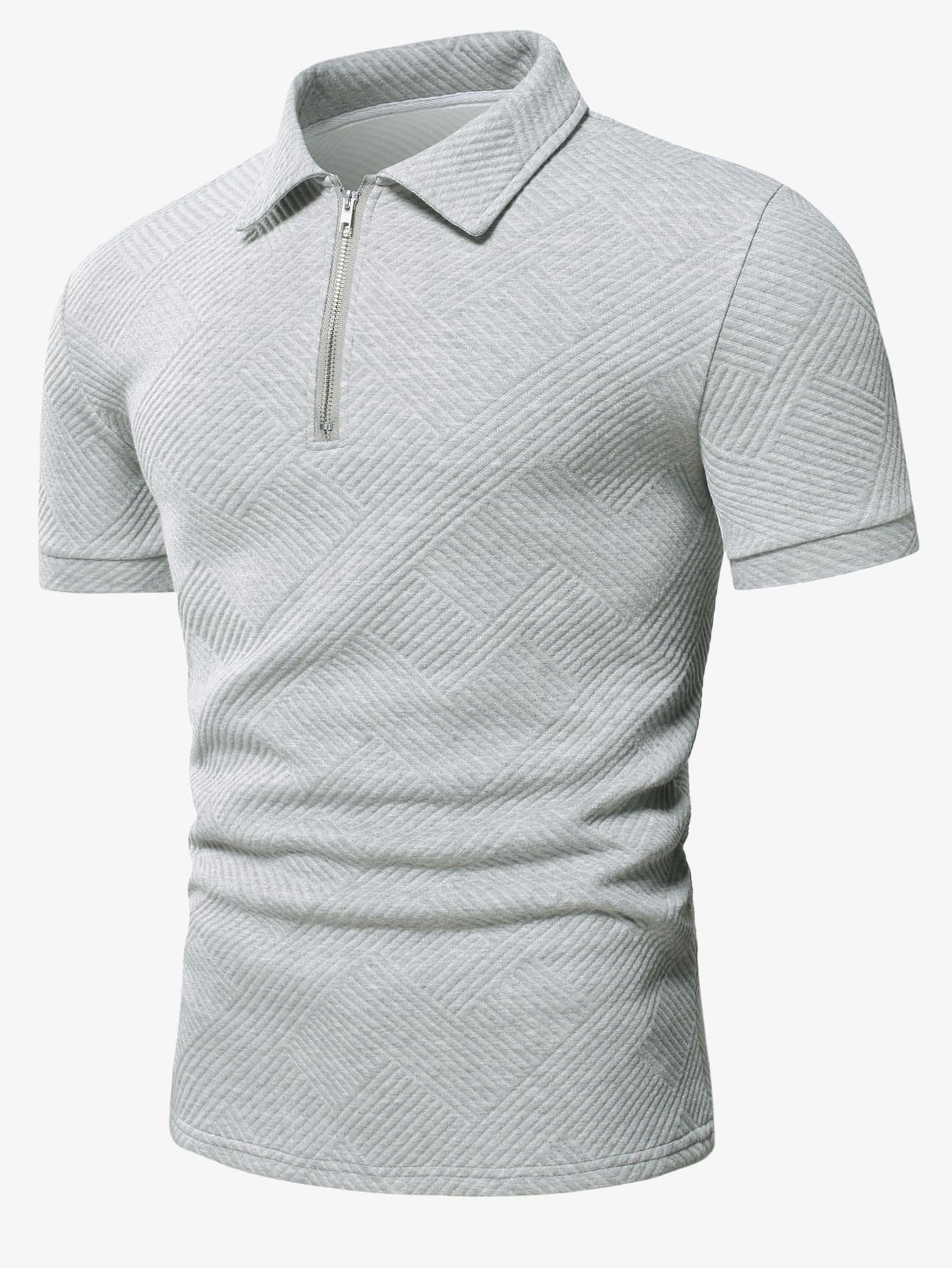 Men Quarter Zipper Polo Shirt