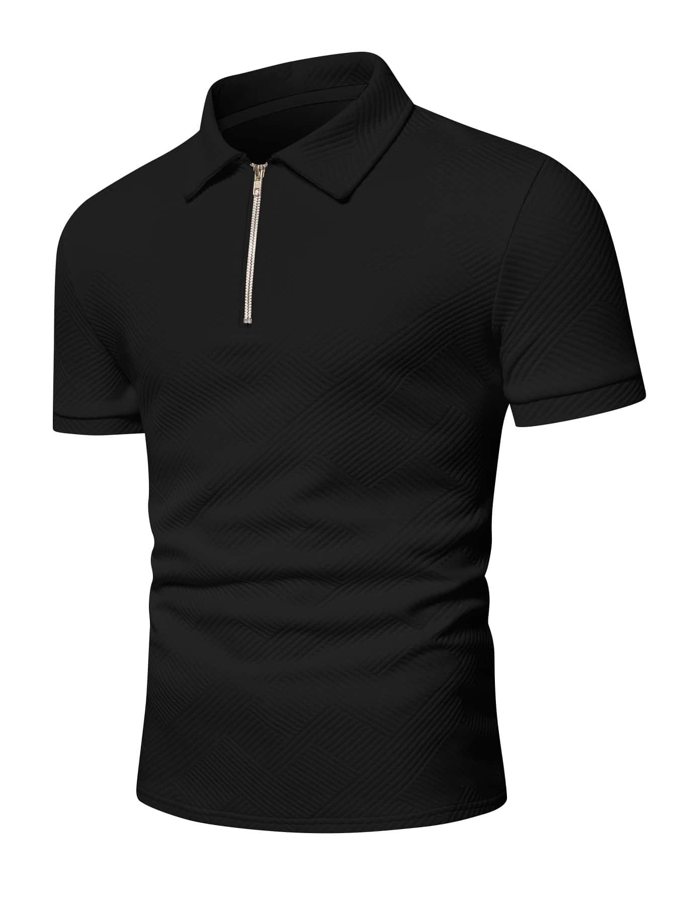 Men Quarter Zipper Polo Shirt