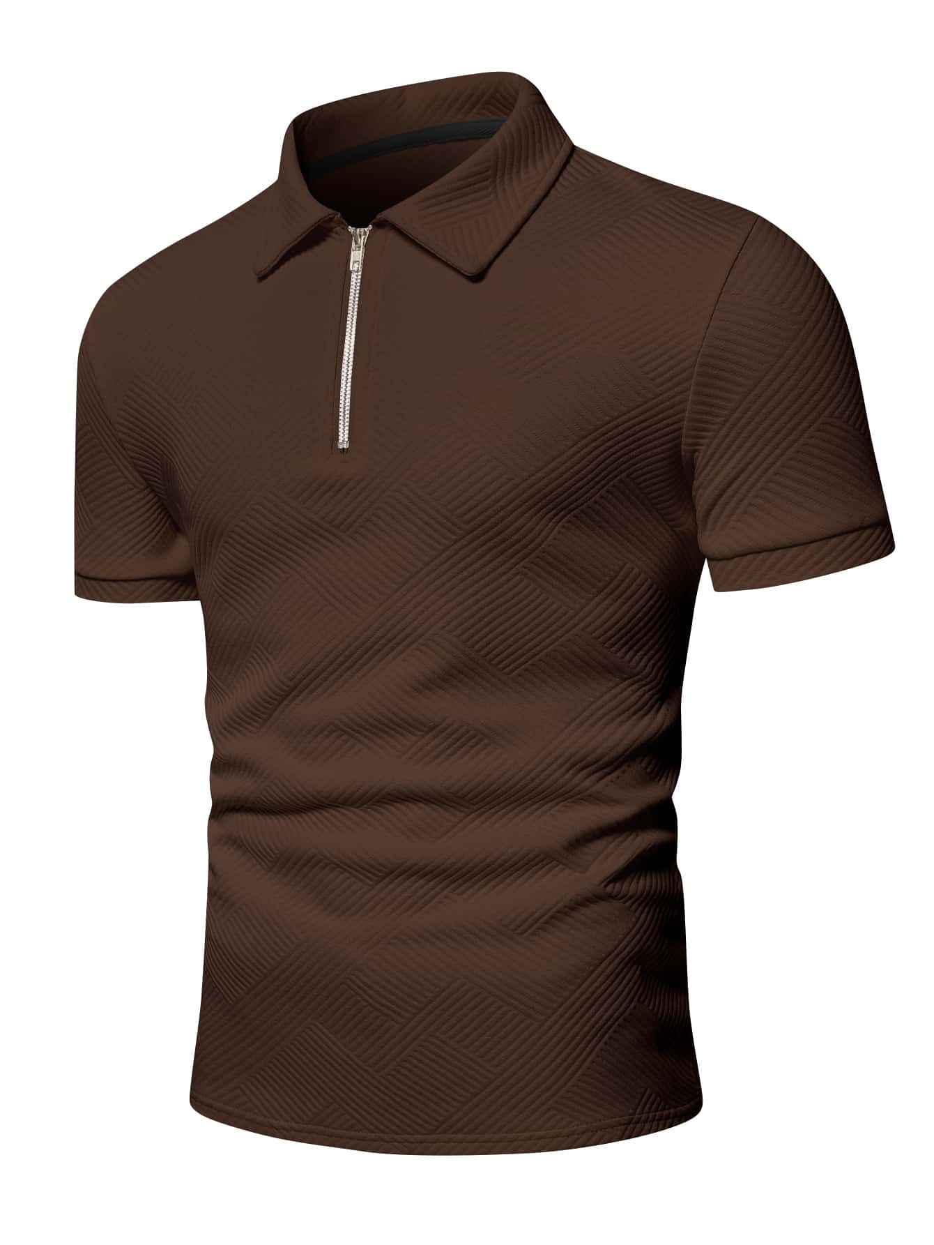 Men Quarter Zipper Polo Shirt