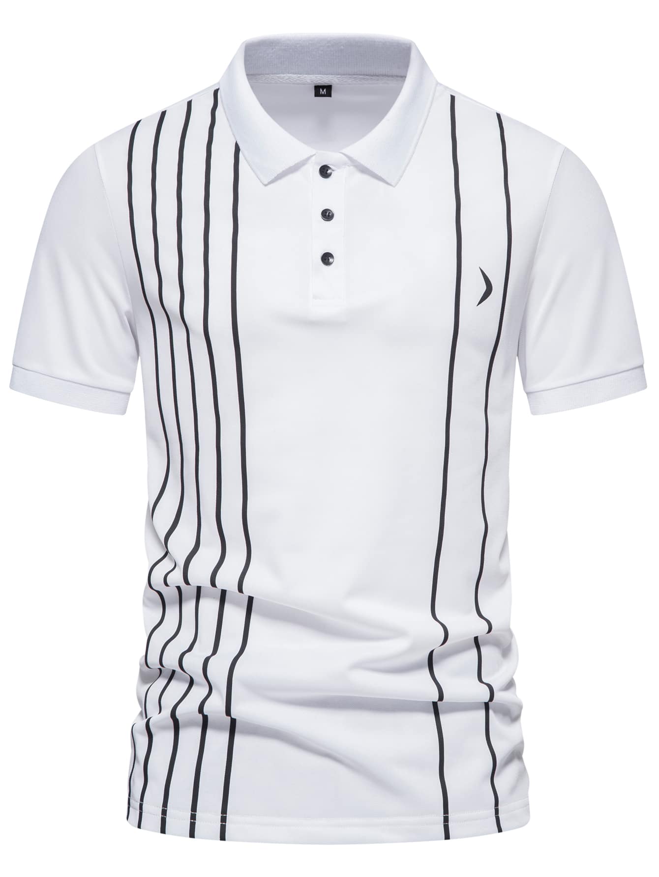 Men Vertical Striped Print Polo Shirt