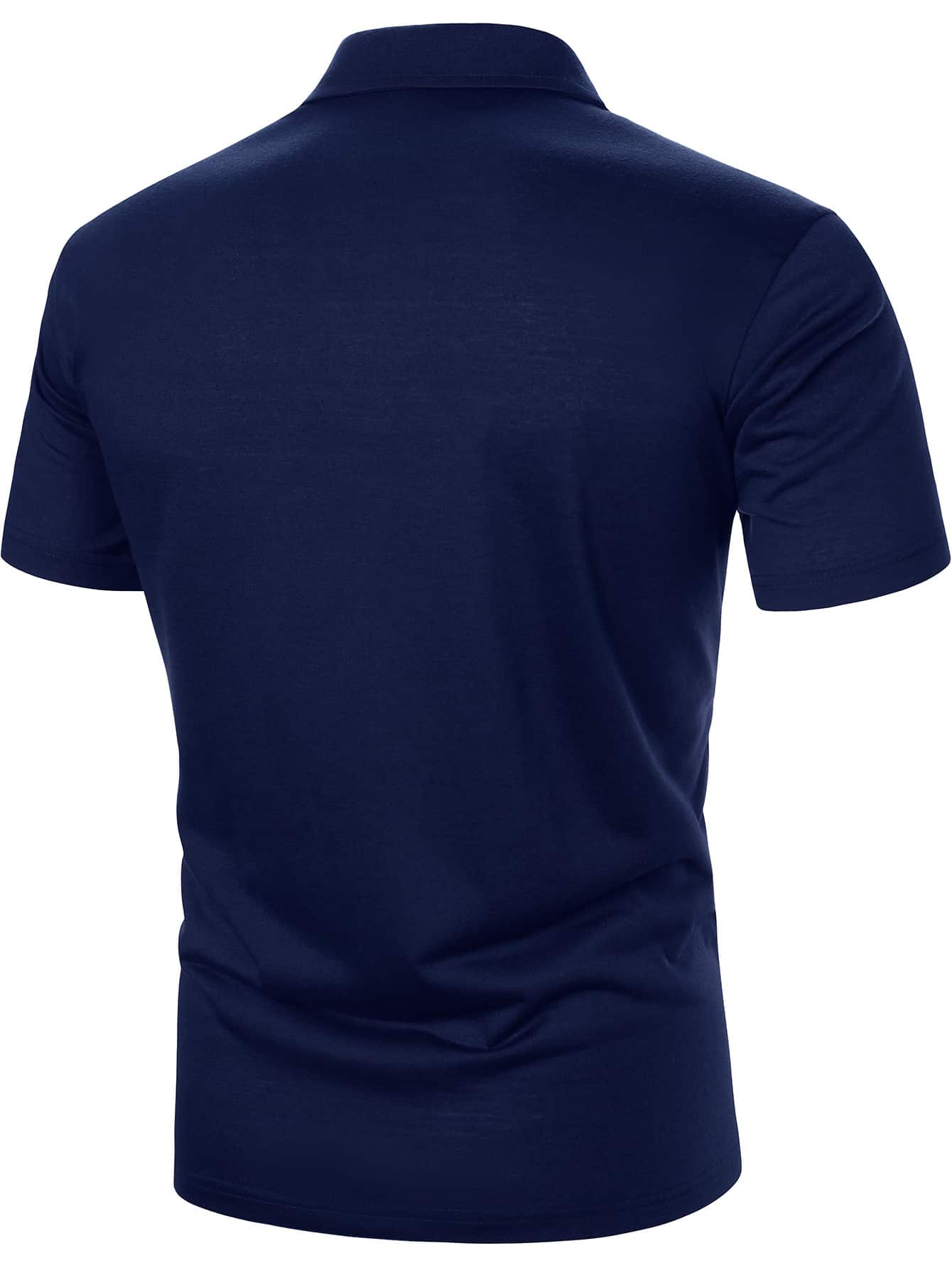 Men Striped Print Colorblock Polo Shirt