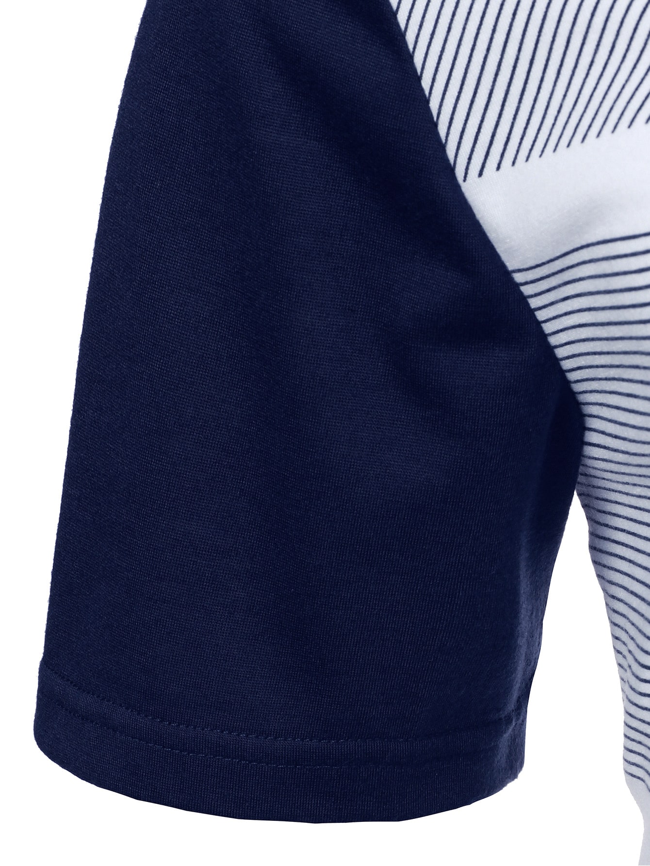 Men Striped Print Colorblock Polo Shirt