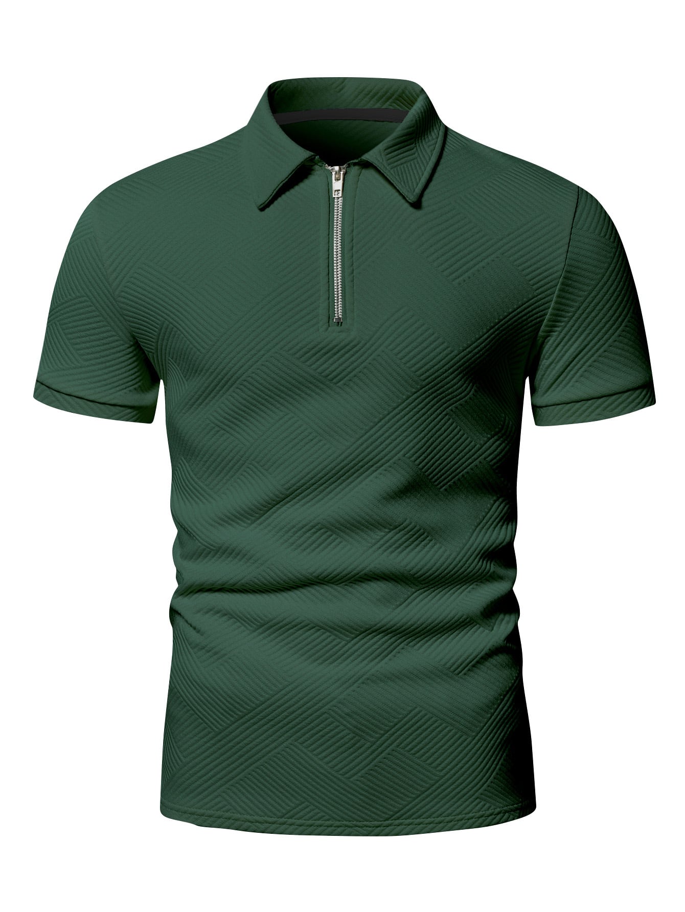 Men Quarter Zipper Polo Shirt