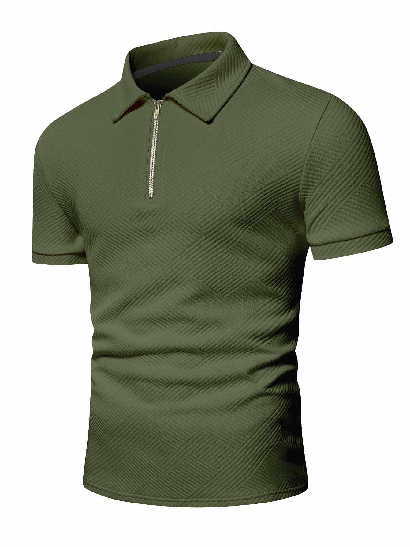 Men Quarter Zipper Polo Shirt