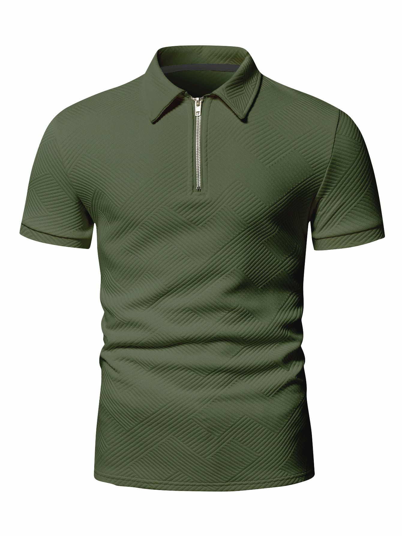 Men Quarter Zipper Polo Shirt