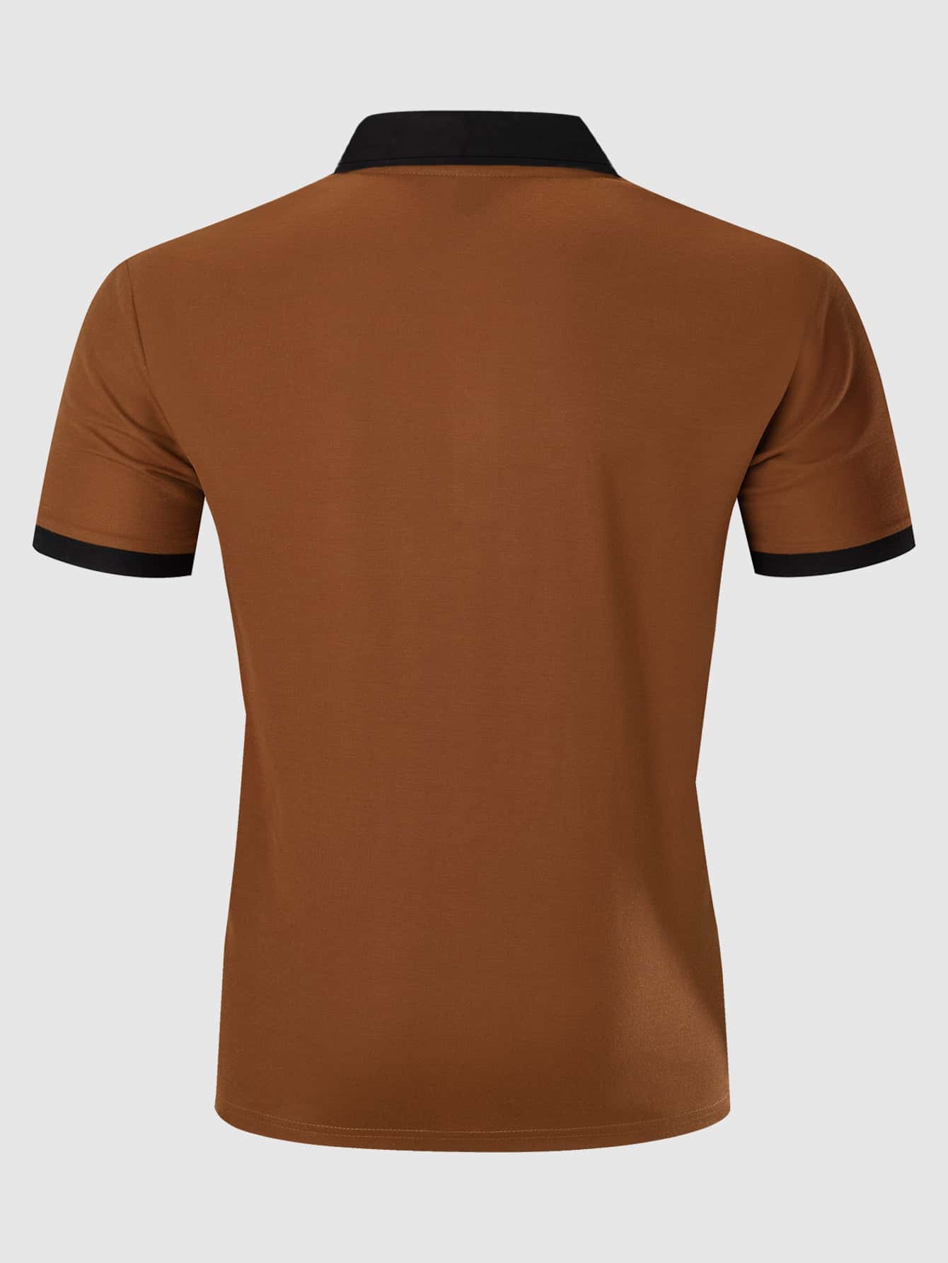 Men Letter Graphic Contrast Collar Quarter Zip Polo Shirt