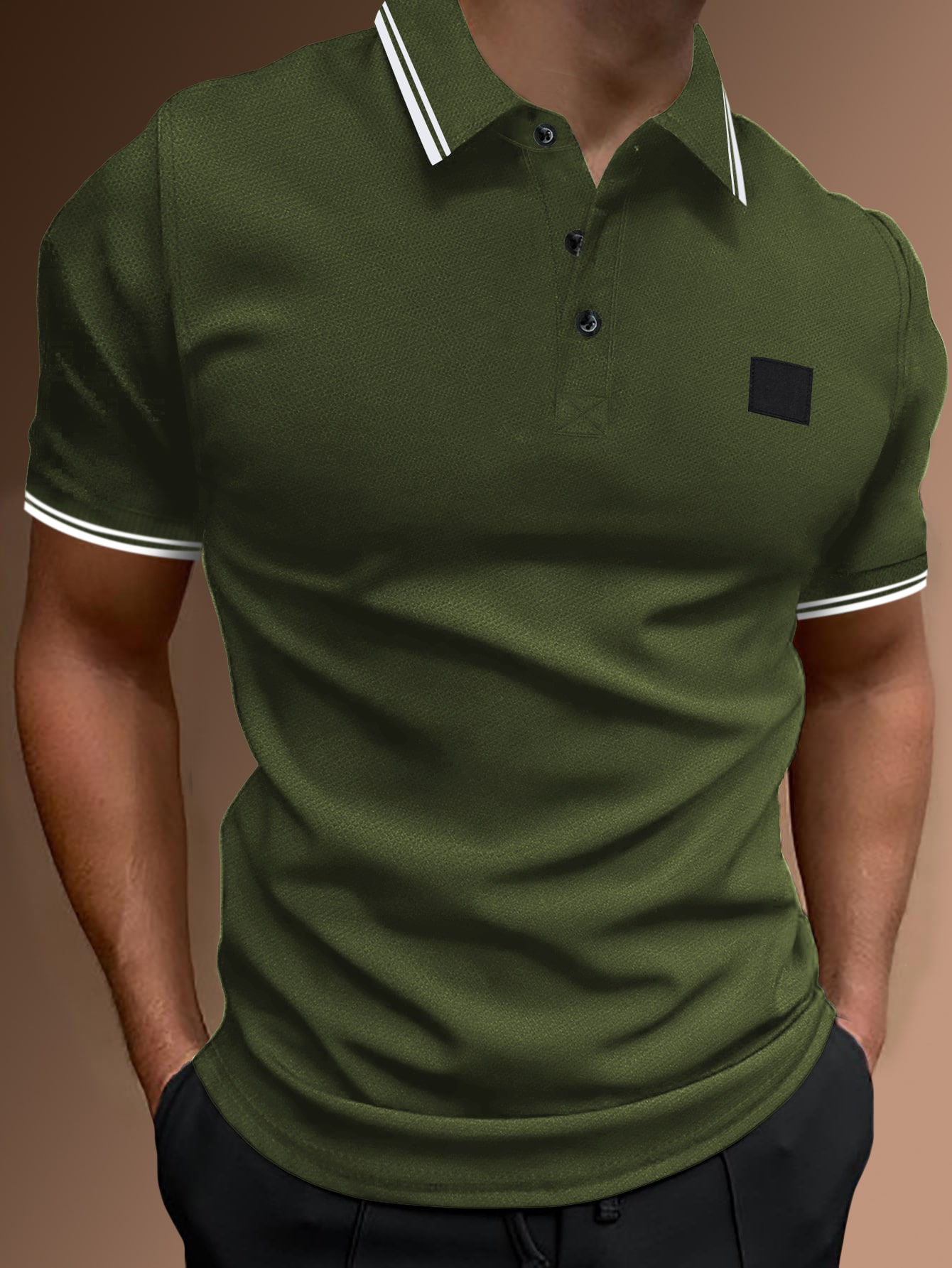 Men Striped Trim Polo Shirt