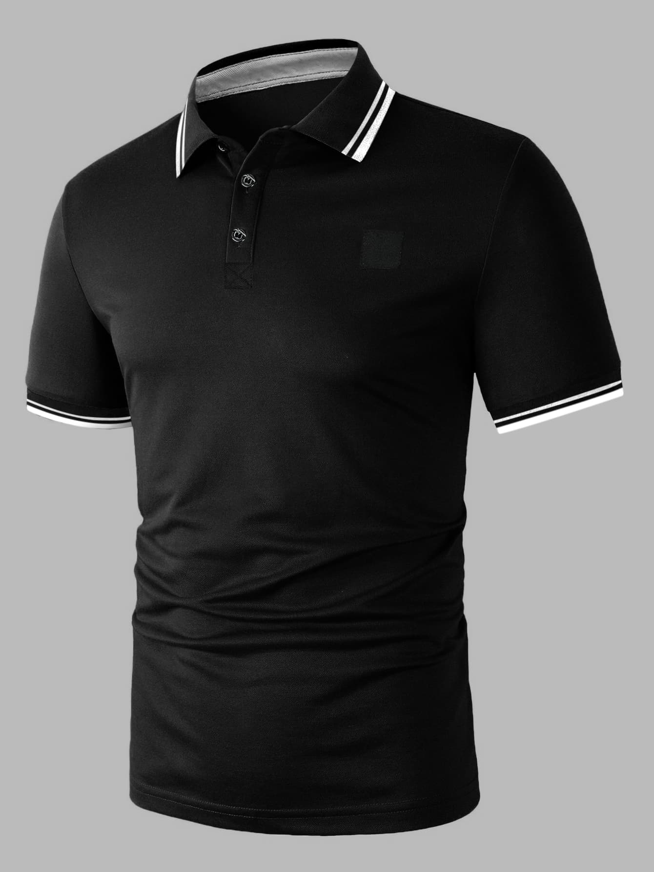 Men Striped Trim Polo Shirt