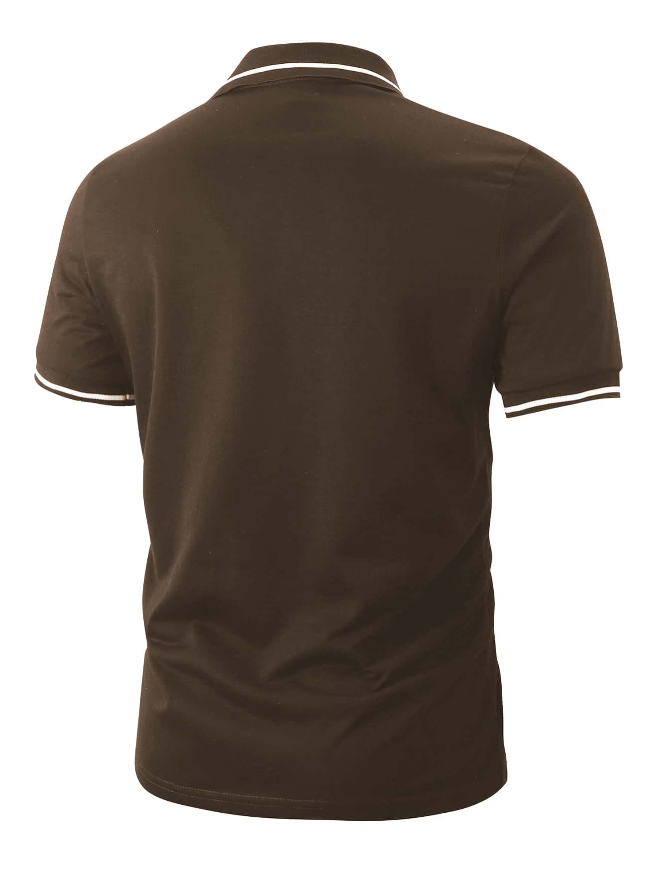 Men Letter Graphic Contrast Trim Polo Shirt