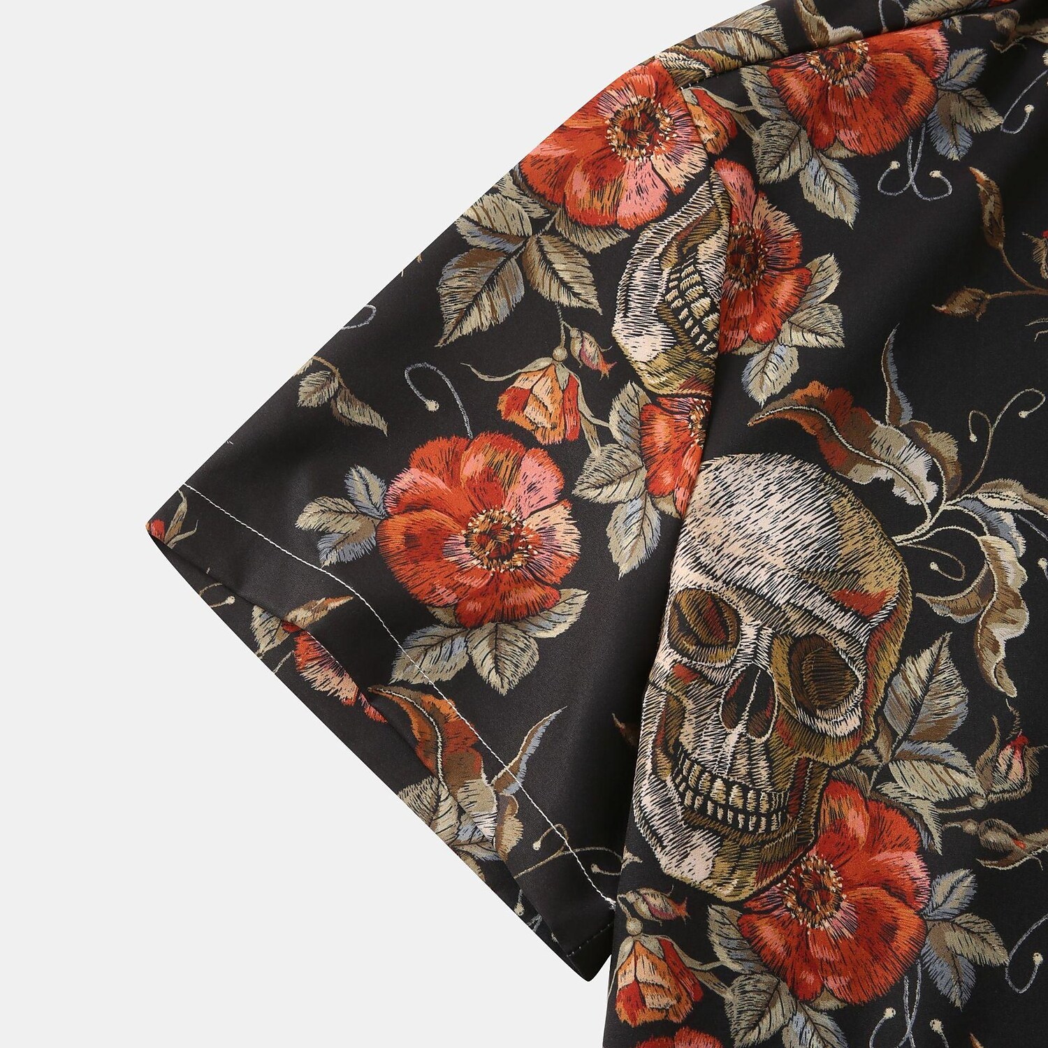 Men's Floral And Skull Print Beach Shirt Short Sleeve Casual Retro