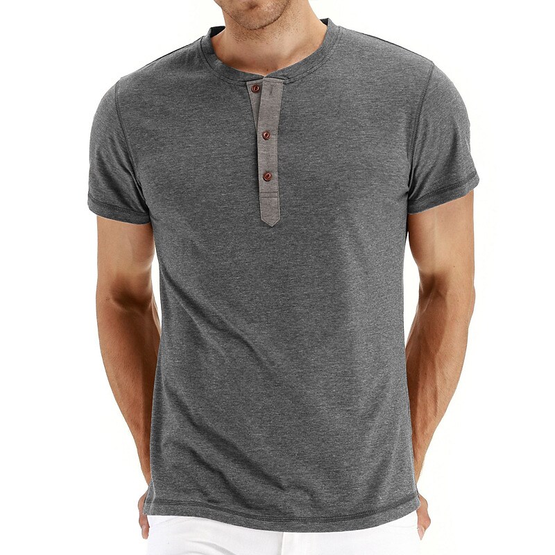 Men's Henley Shirt T shirt Solid Color