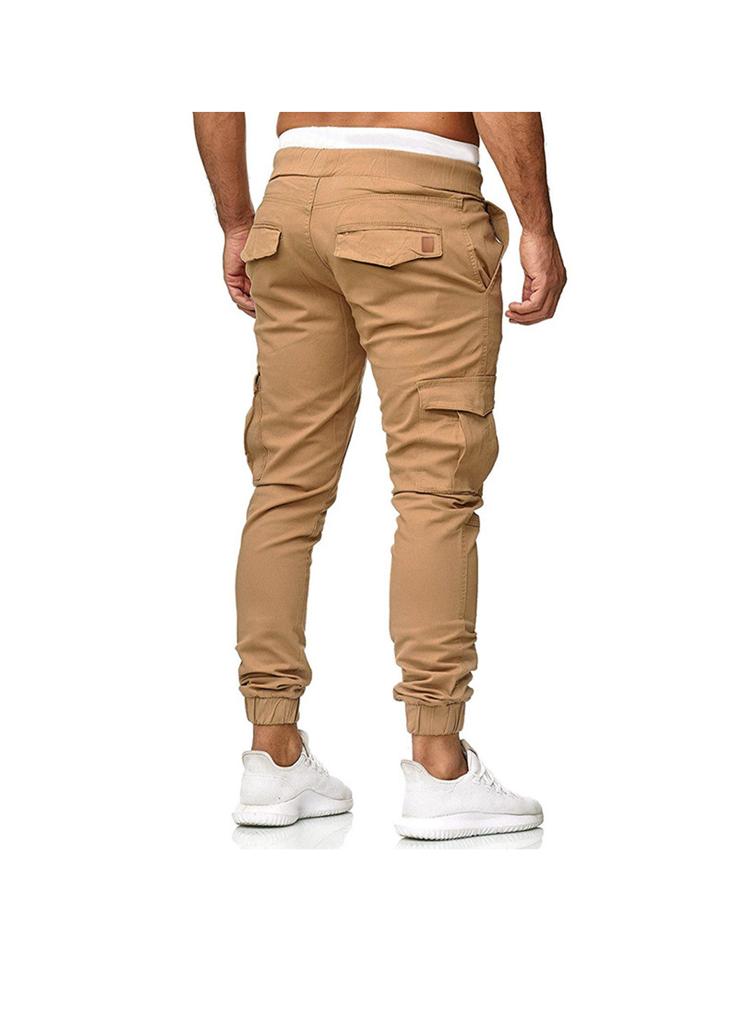 Men's Drawstring Waist Patch Pockets Detail Cargo Pants