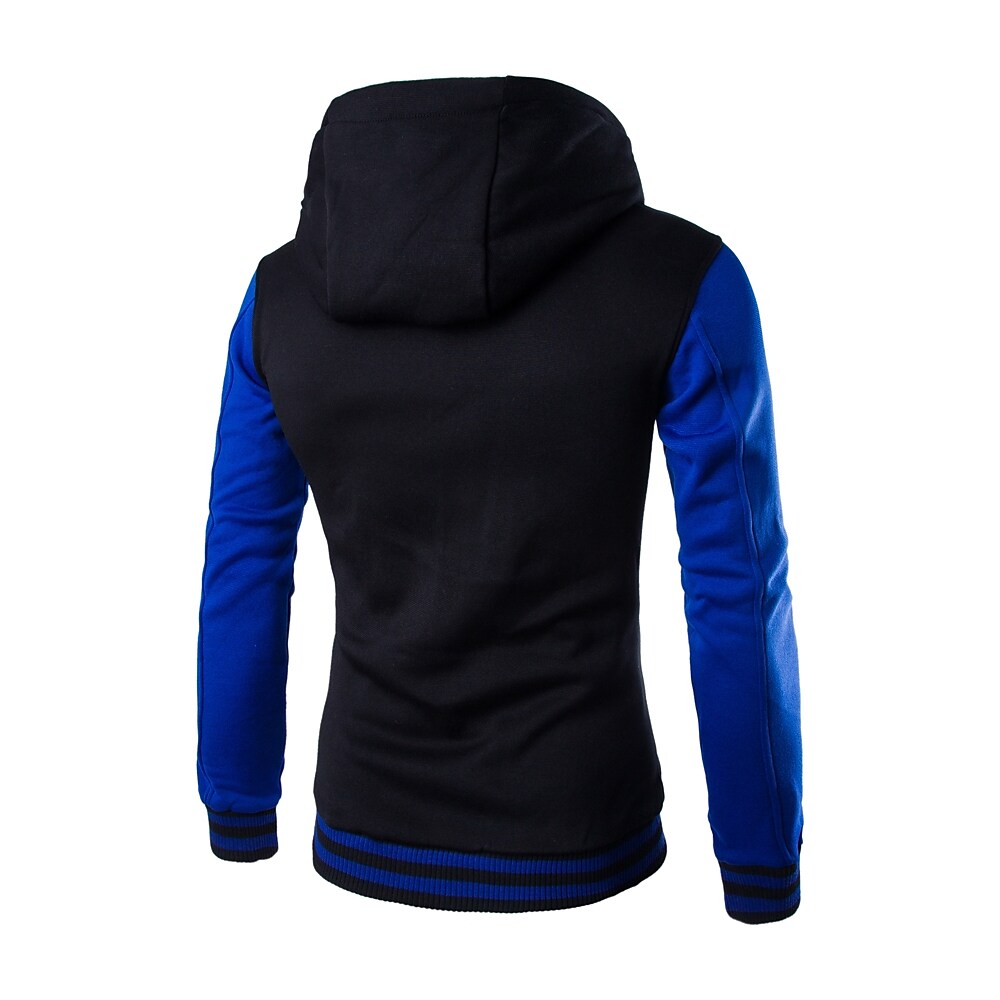 Men's Color Block Button Up Drawstring Hoodie