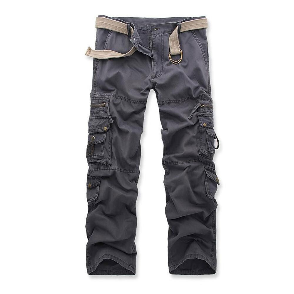 Men's Outdoor Vintage Washed Cotton Straight Multi-pocket Tactical Cargo Pants