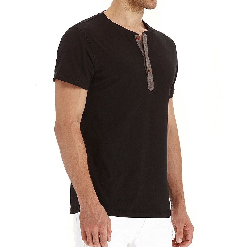 Men's Henley Shirt T shirt Solid Color