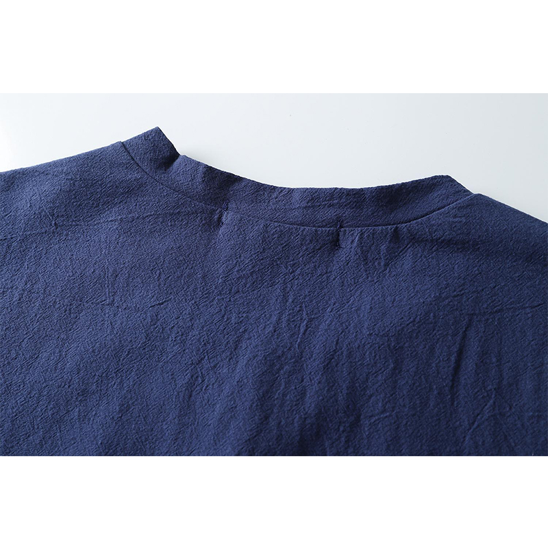 Men's Henley Cotton And Linen Short Sleeve Shirt