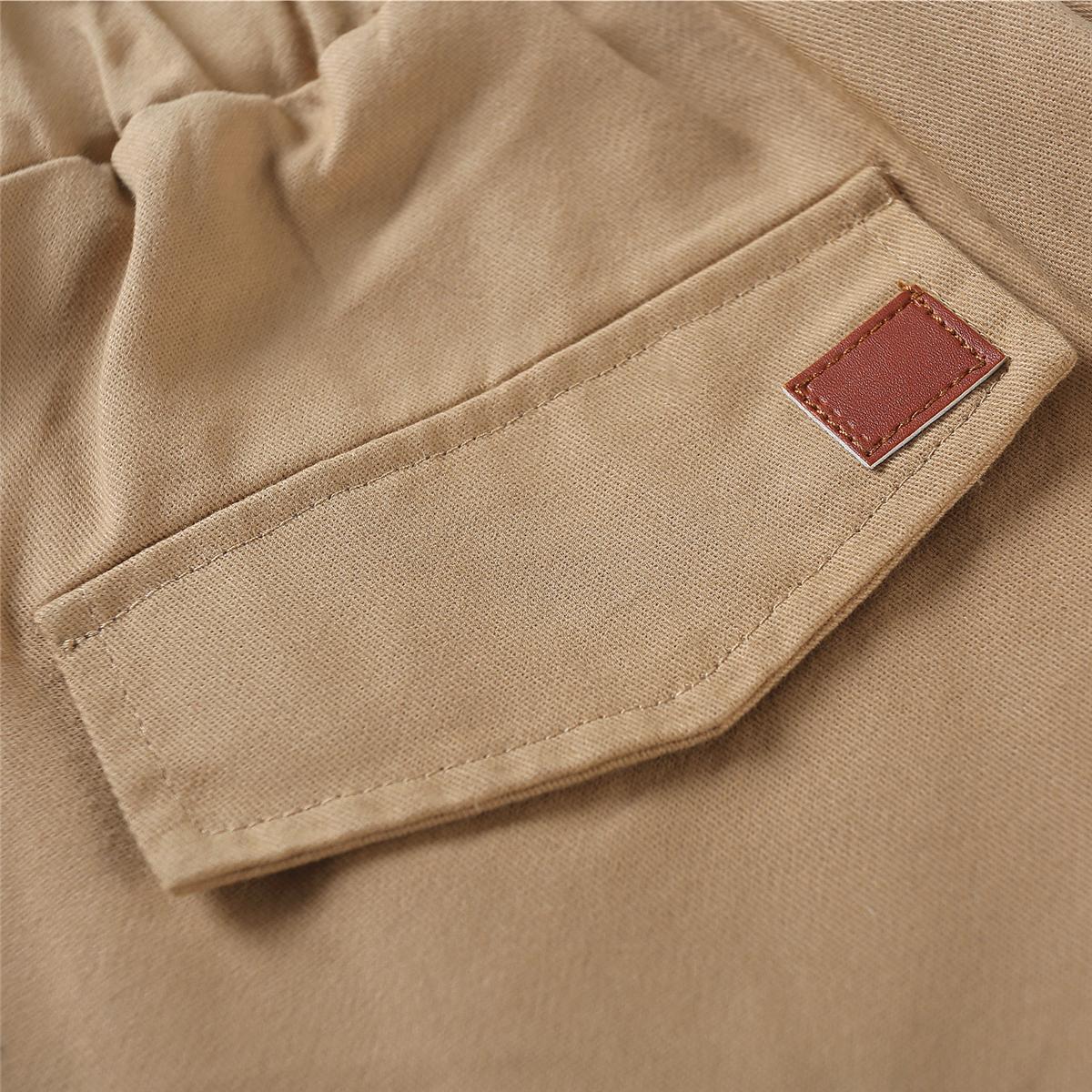 Men's Drawstring Waist Patch Pockets Detail Casual Cargo Pants