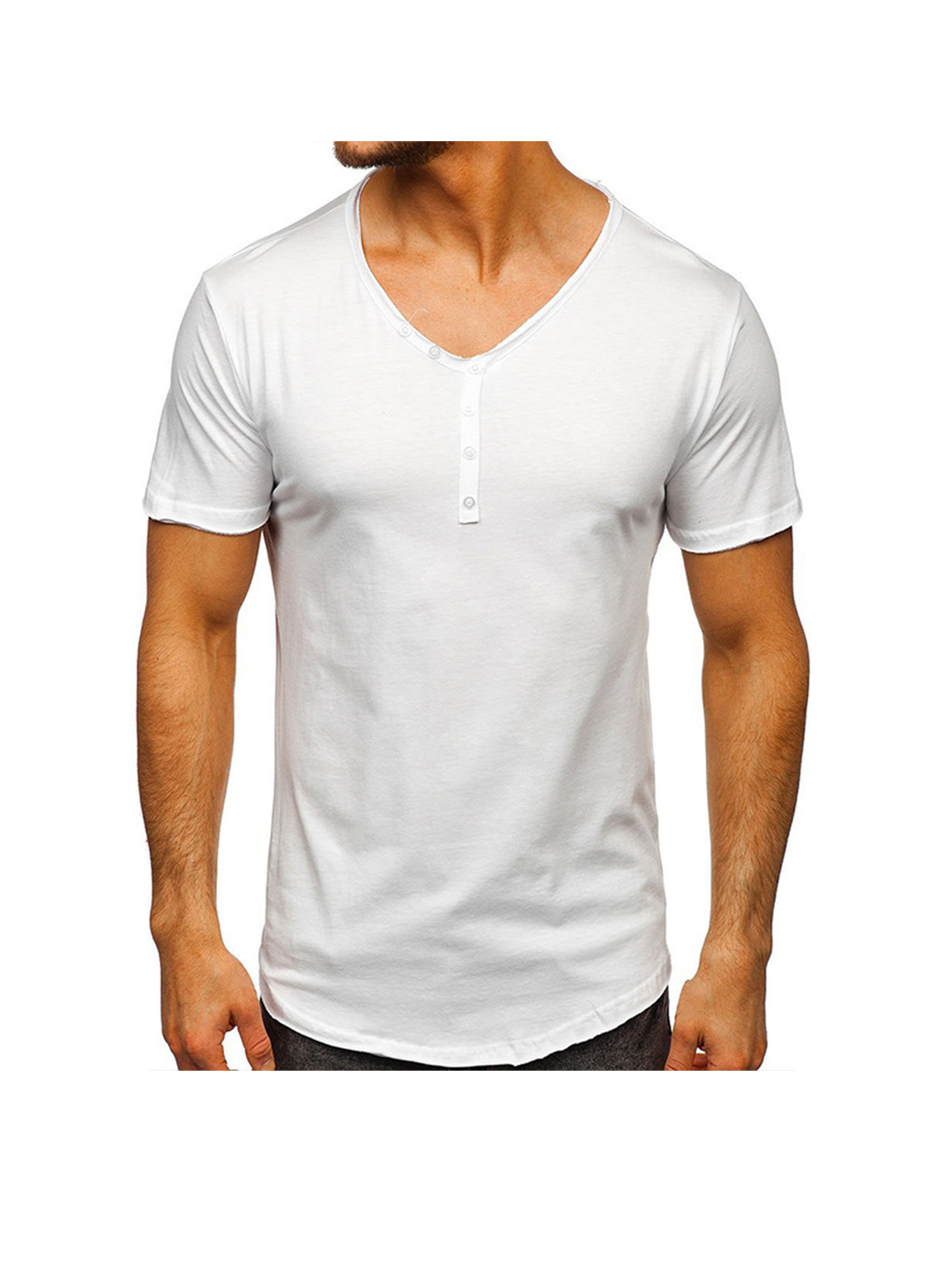 Eddie Solid Color Basic Henley T-shirt