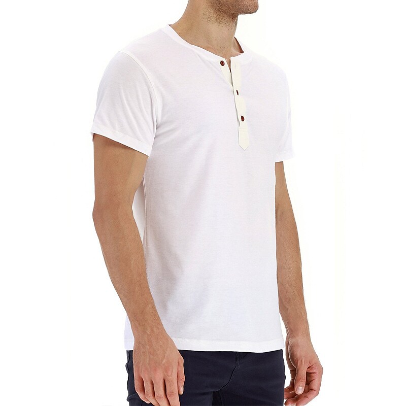 Men's Henley Shirt T shirt Solid Color