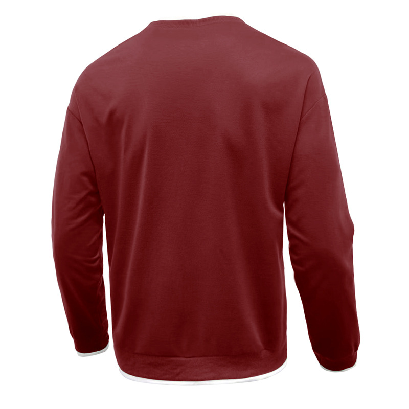 Men's Pullover Solid Color Patchwork Crew Neck Sweatshirts