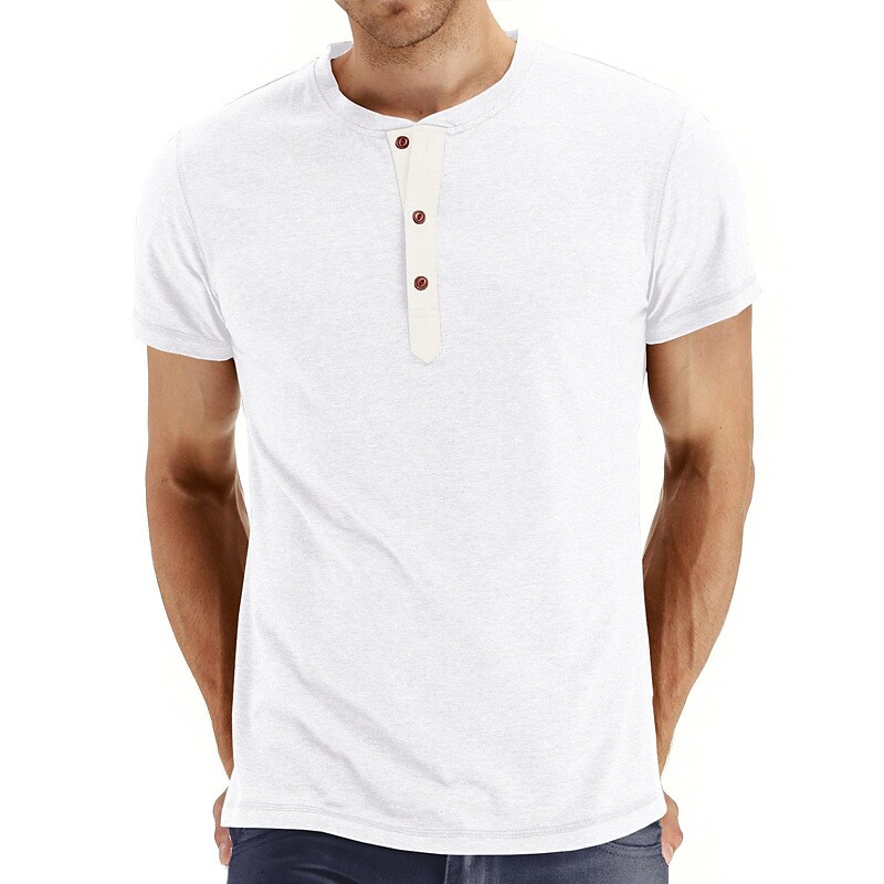 Men's Henley Shirt T shirt Solid Color