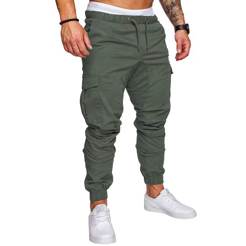 Men's Drawstring Waist Patch Pockets Detail Casual Cargo Pants
