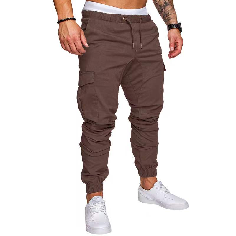 Men's Drawstring Waist Patch Pockets Detail Casual Cargo Pants