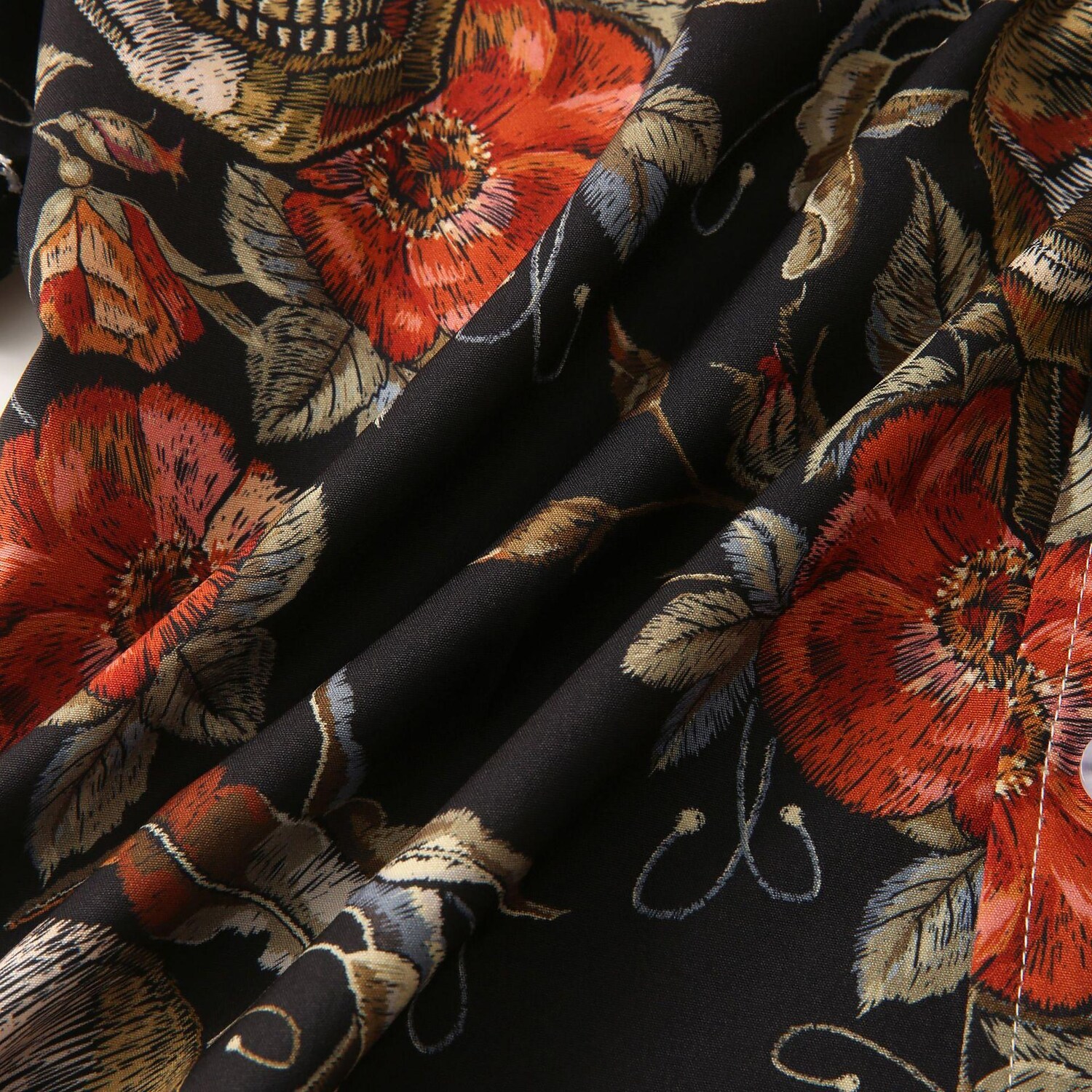 Men's Floral And Skull Print Beach Shirt Short Sleeve Casual Retro