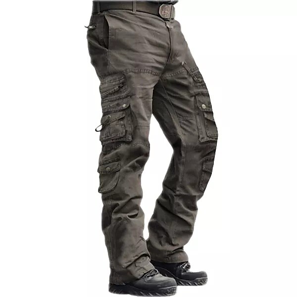 Men's Outdoor Vintage Washed Cotton Straight Multi-pocket Tactical Cargo Pants