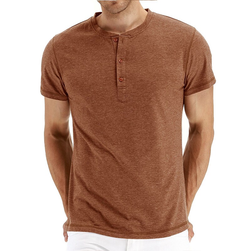 Men's Henley Shirt T shirt Solid Color