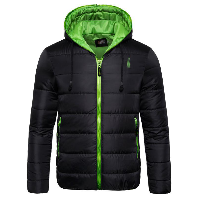 Men's Hooded Solid Color Contrasting Zip And Lining Padded Jacket