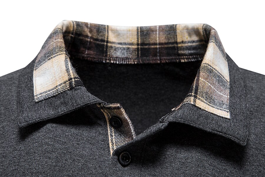 Men's Golf Shirt non-printing Color Block Button Down Collar