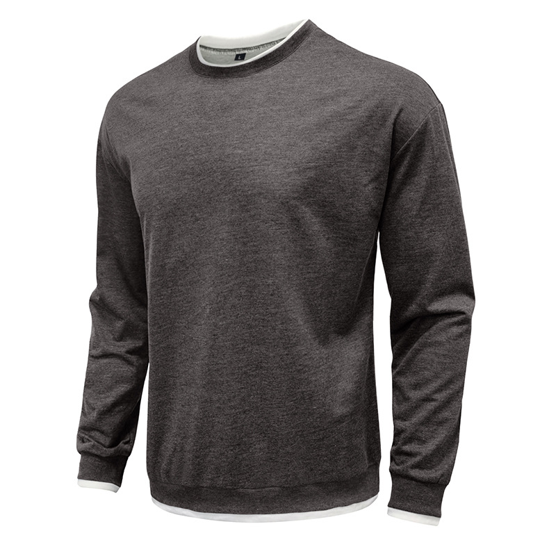 Men's Pullover Solid Color Patchwork Crew Neck Sweatshirts
