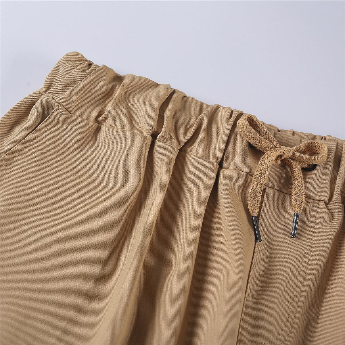 Men's Drawstring Waist Patch Pockets Detail Casual Cargo Pants