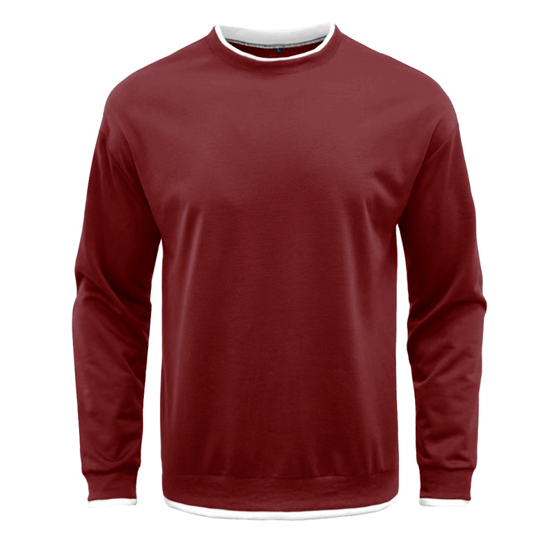 Men's Pullover Solid Color Patchwork Crew Neck Sweatshirts