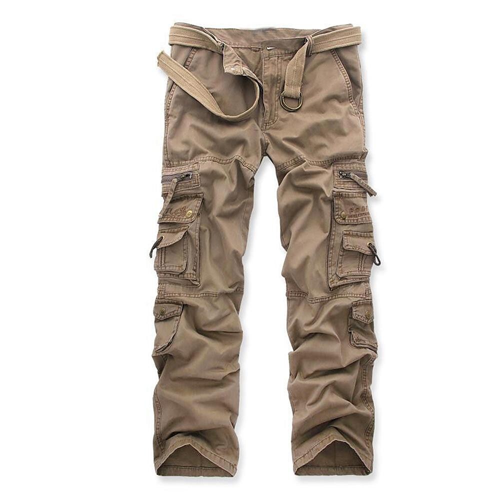 Men's Outdoor Vintage Washed Cotton Straight Multi-pocket Tactical Cargo Pants