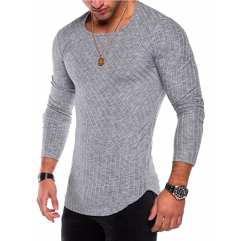 Men's Vintage Striped Crew Neck Green Casual Long Sleeve T-shirt