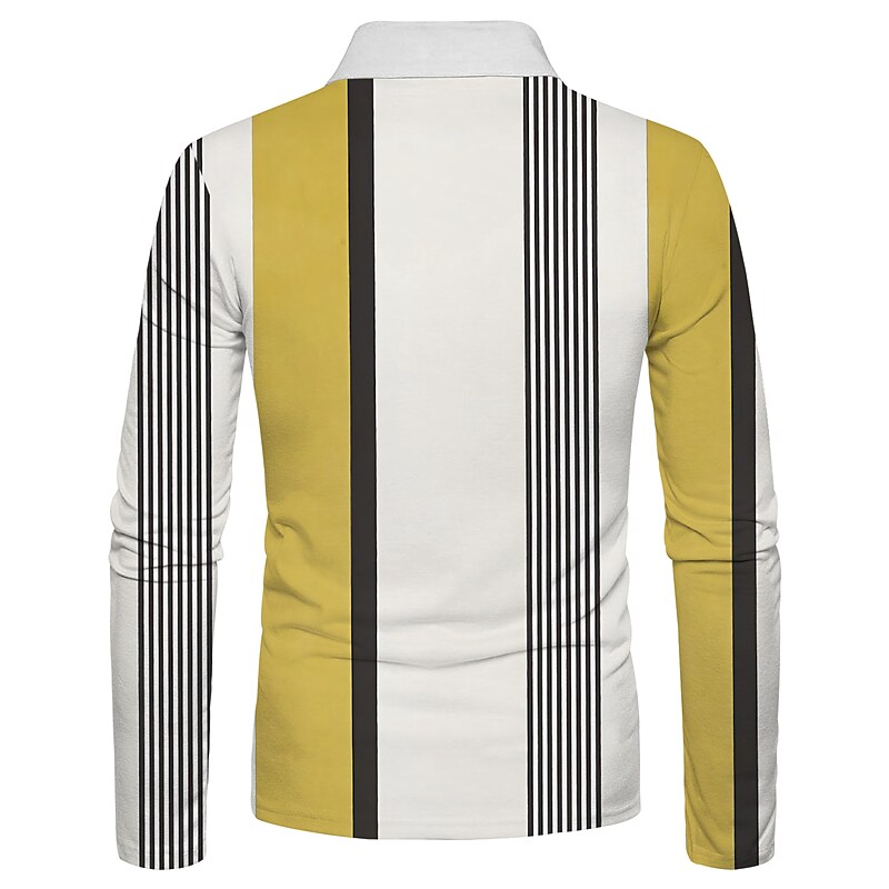 Men's Print Striped Zipper Polo