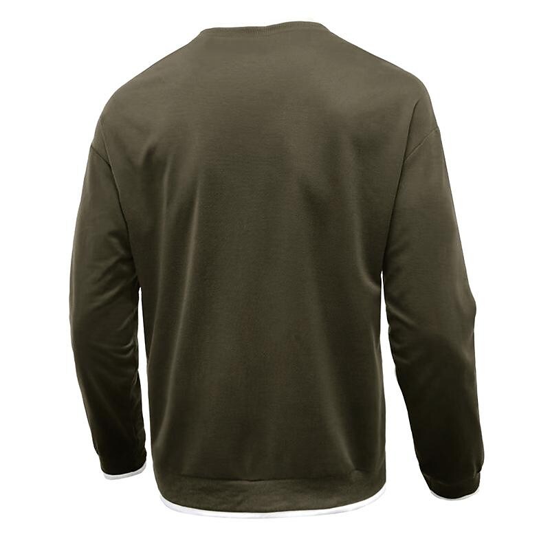 Men's Pullover Solid Color Patchwork Crew Neck Sweatshirts