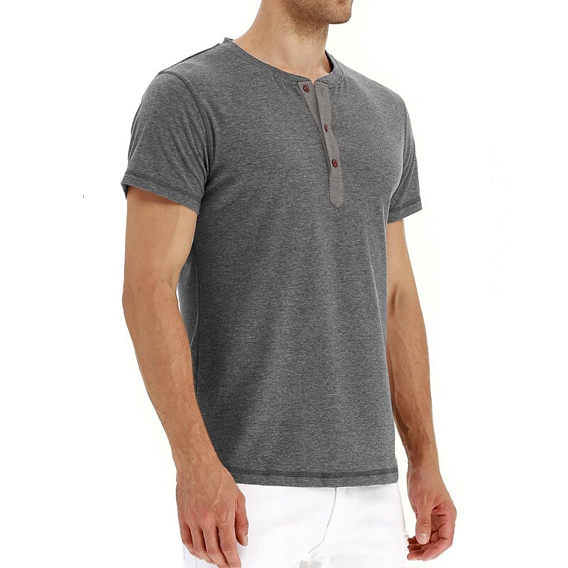 Men's Henley Shirt T shirt Solid Color