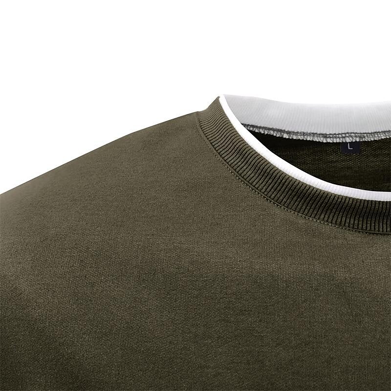 Men's Pullover Solid Color Patchwork Crew Neck Sweatshirts