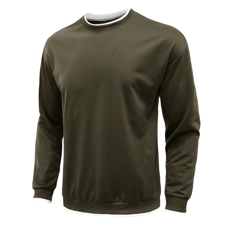 Men's Pullover Solid Color Patchwork Crew Neck Sweatshirts